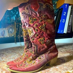 Vintage beaded cowboy boots